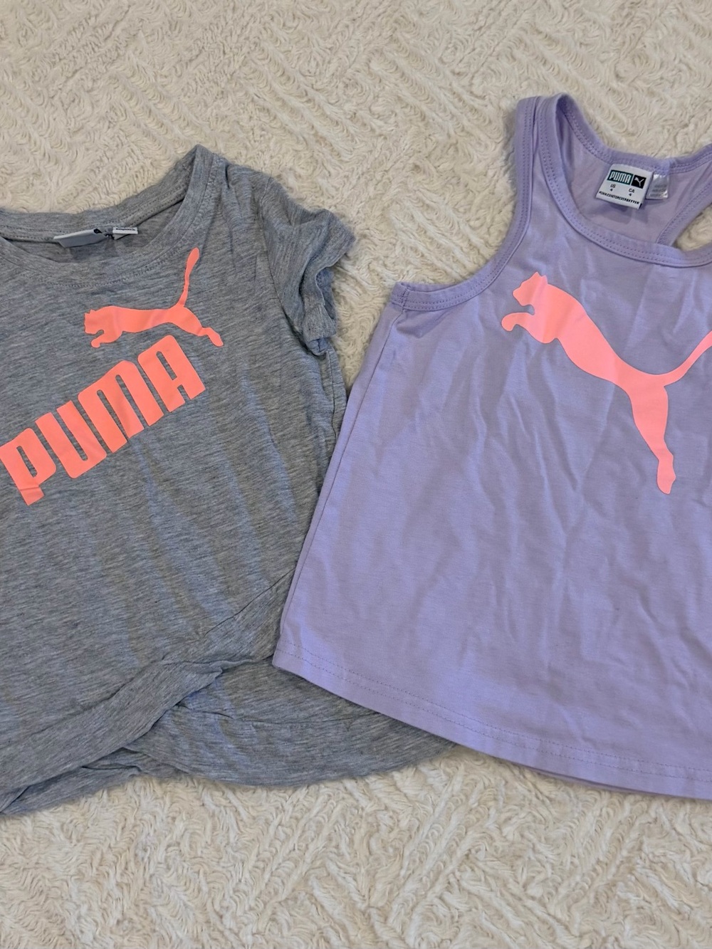 Puma Gray Tee & Lavender Tank with Coral Pink Logo - Picture 2 of 6